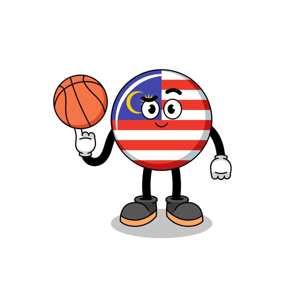 malaysia flagga illustration som en basketboll spelare vektor