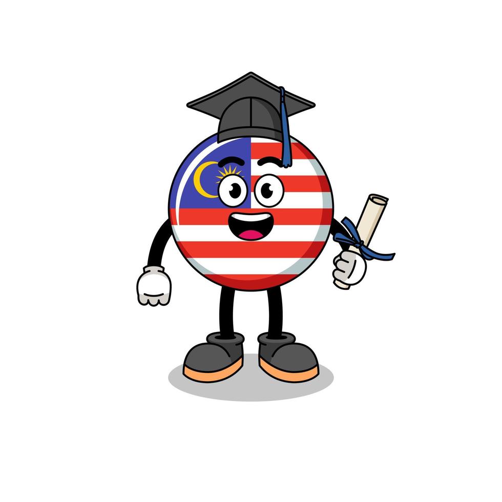 Malaysia-Flaggenmaskottchen mit Graduierungspose vektor