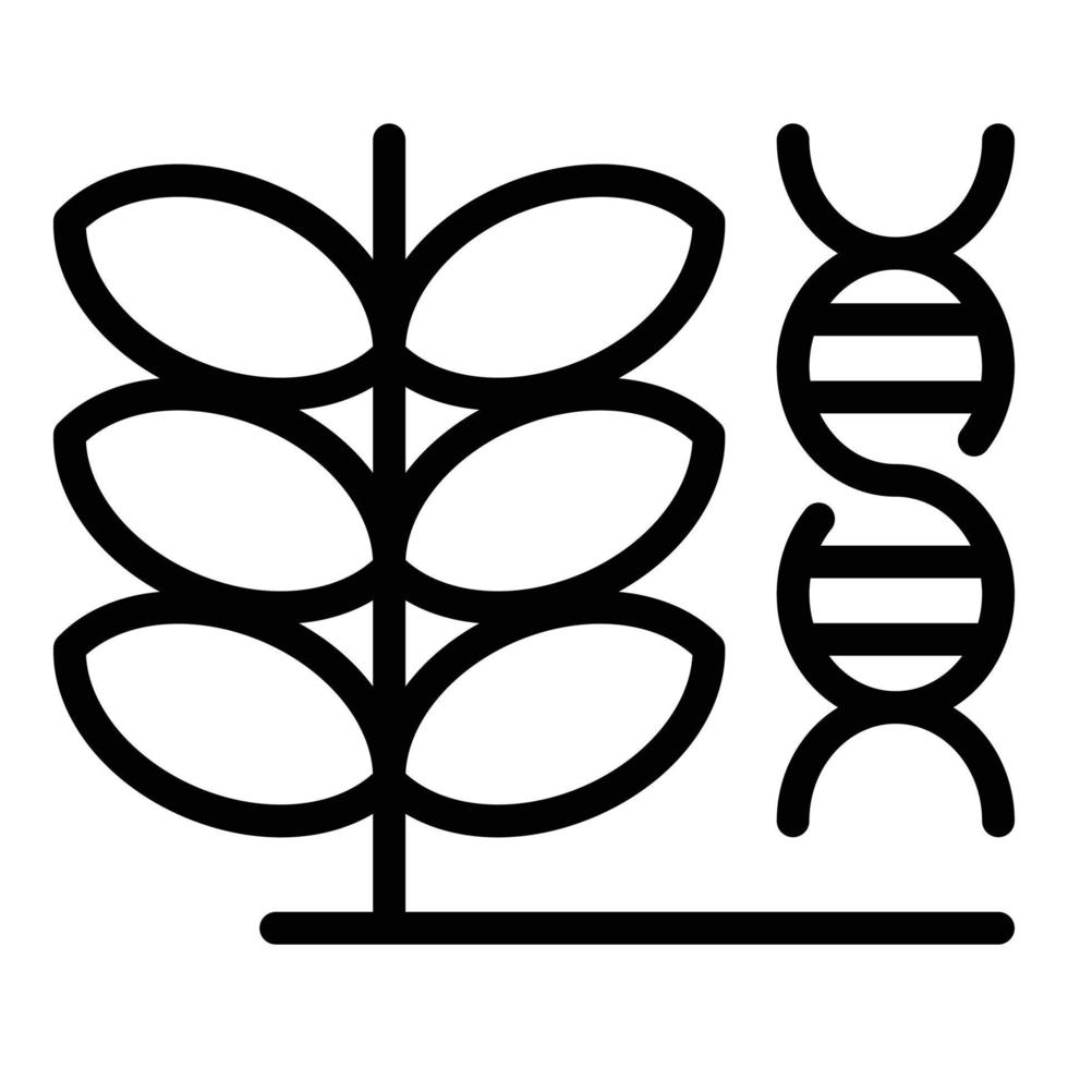 gmo-dna-pflanzensymbol, umrissstil vektor