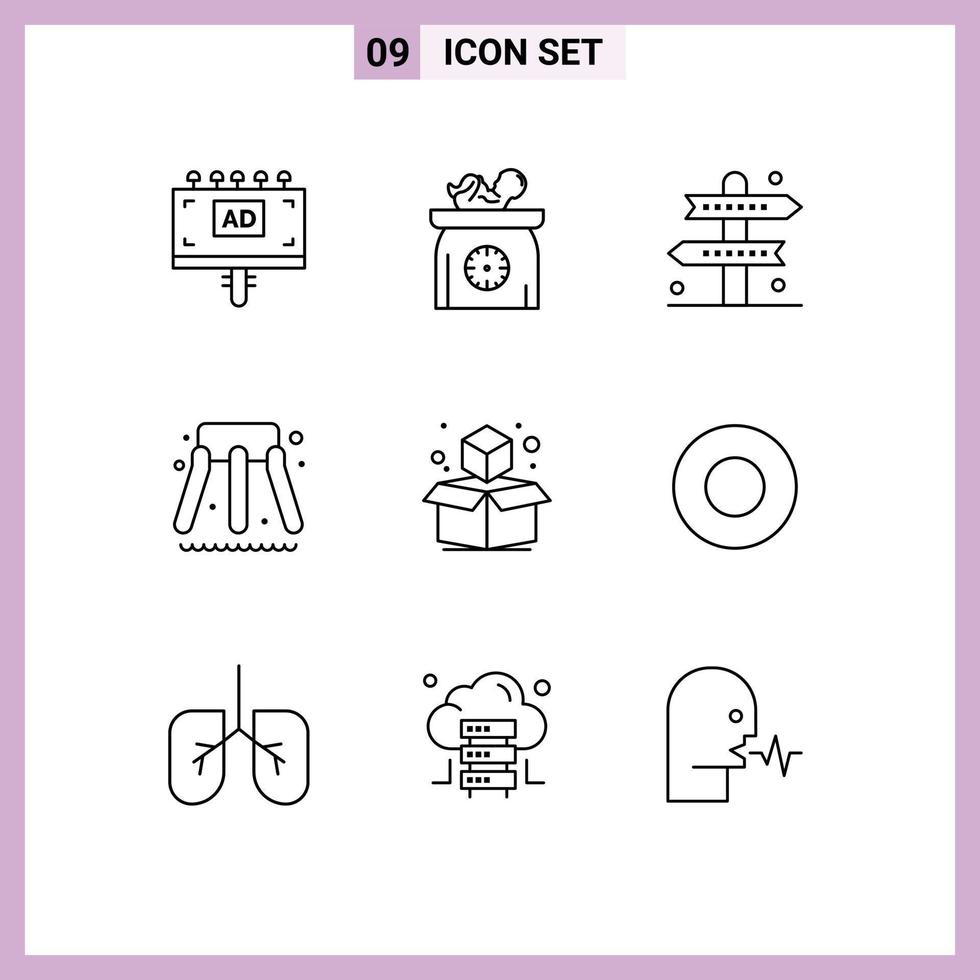9 kreativ ikoner modern tecken och symboler av kub vatten unge reglaget spel redigerbar vektor design element