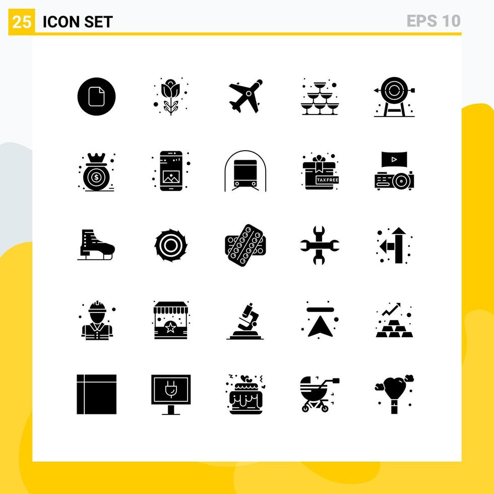 editierbares Vektorlinienpaket mit 25 einfachen soliden Glyphen von E-Commerce-Weinglas für Firmenfeiern editierbare Vektordesign-Elemente vektor