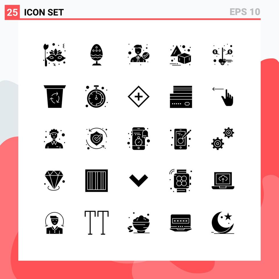 packa av 25 modern fast glyfer tecken och symboler för webb skriva ut media sådan som omvandla flip ägg rätt man redigerbar vektor design element