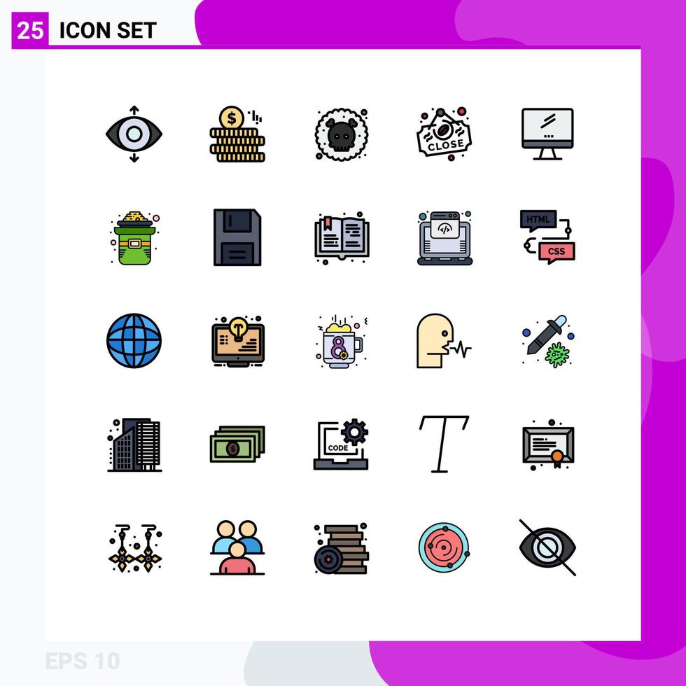 25 kreativ ikoner modern tecken och symboler av imac övervaka förorening dator stänga redigerbar vektor design element