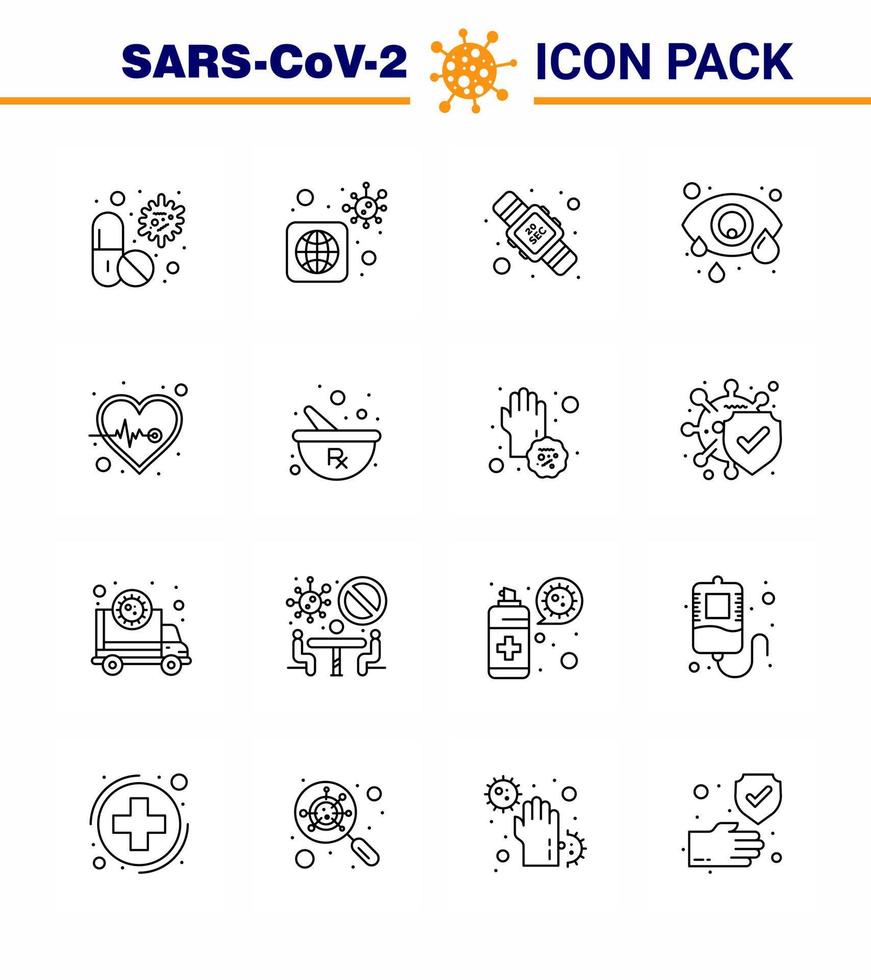 16 linje coronavirus covid19 ikon packa sådan som mänsklig öga öga virus konjunktivit tjugo viral coronavirus 2019 nov sjukdom vektor design element