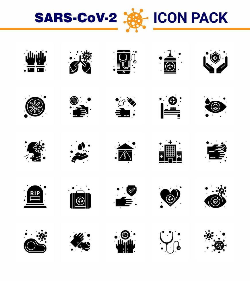 25 fast glyf coronavirus sjukdom och förebyggande vektor ikon medicinsk tvätta hälsa tvål uppkopplad viral coronavirus 2019 nov sjukdom vektor design element