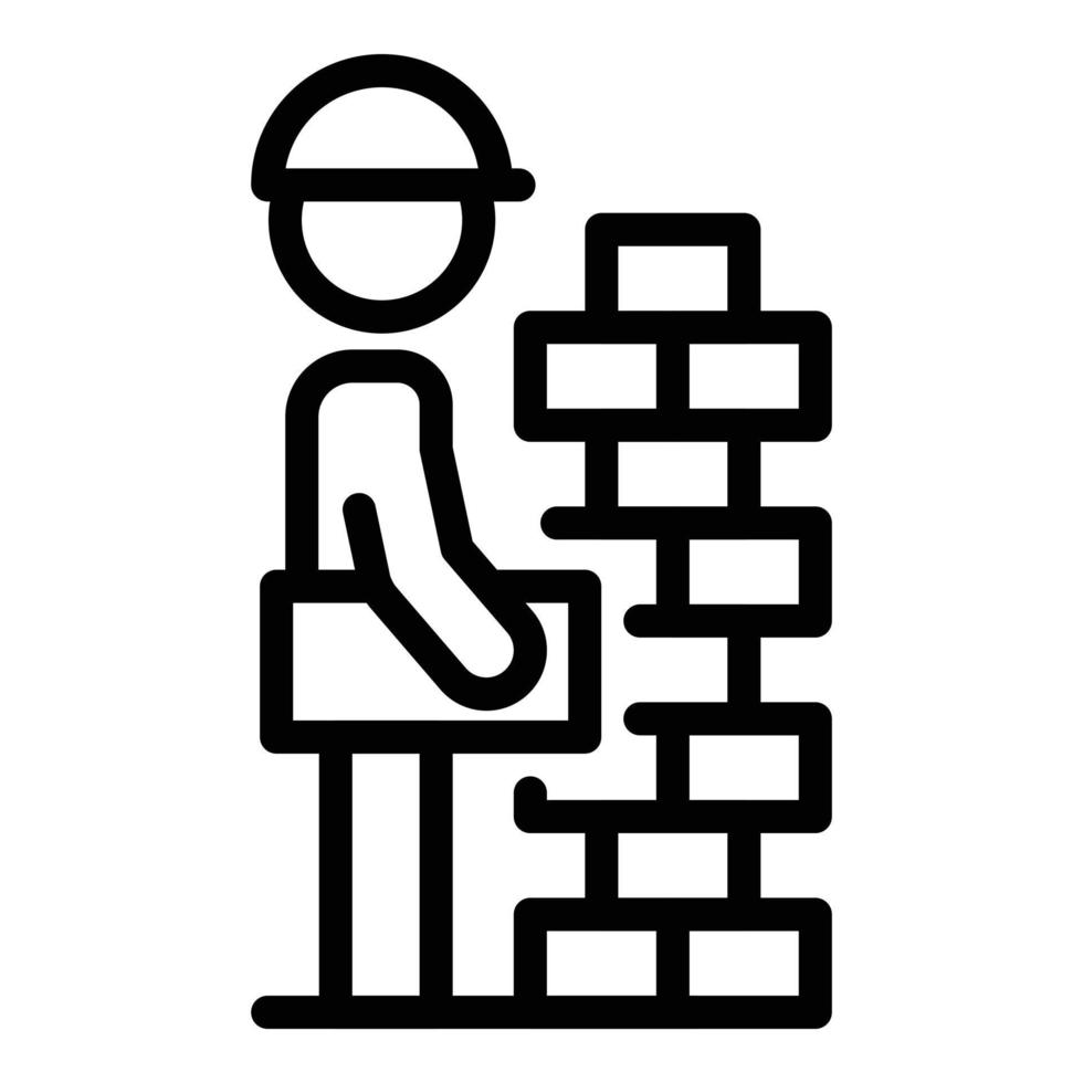 Builder Brick Wall Icon, Outline-Stil vektor