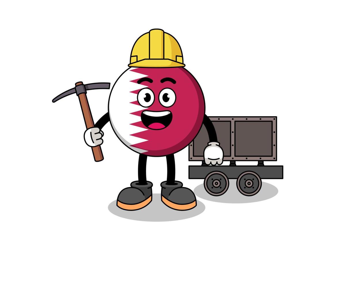 maskot illustration av qatar flagga gruvarbetare vektor