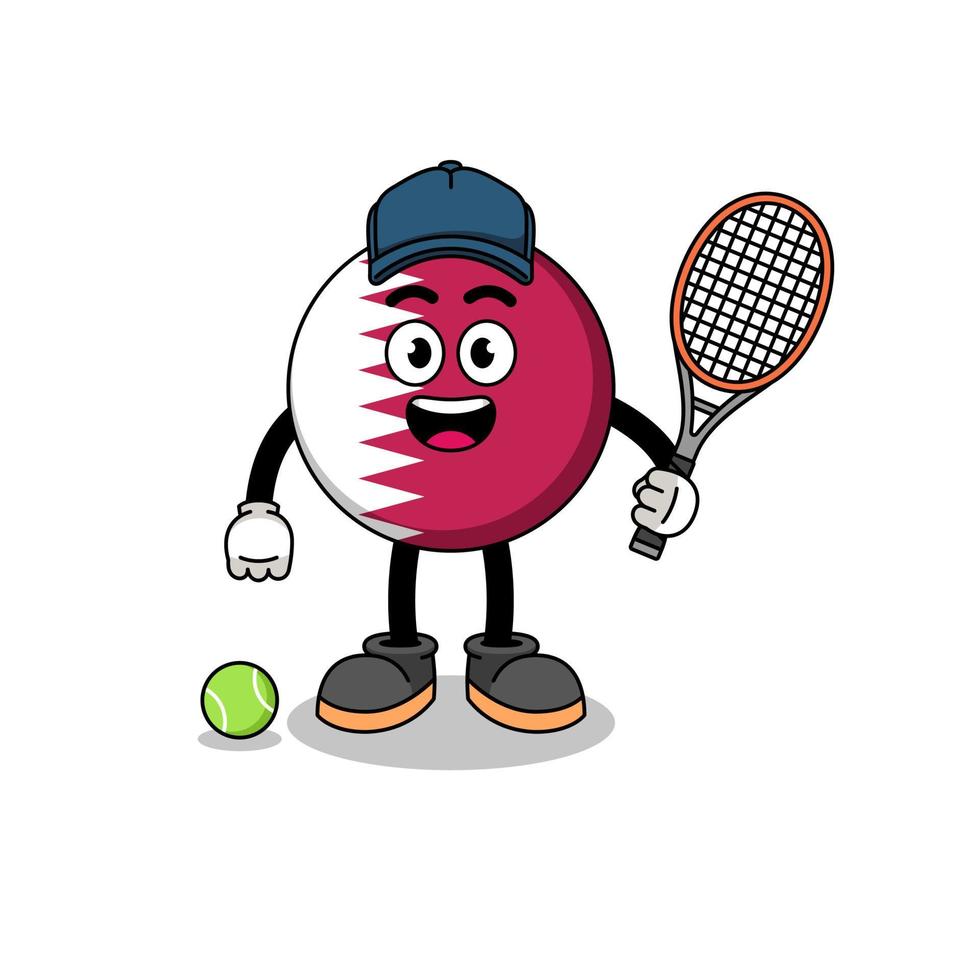 katar-flaggenillustration als tennisspieler vektor