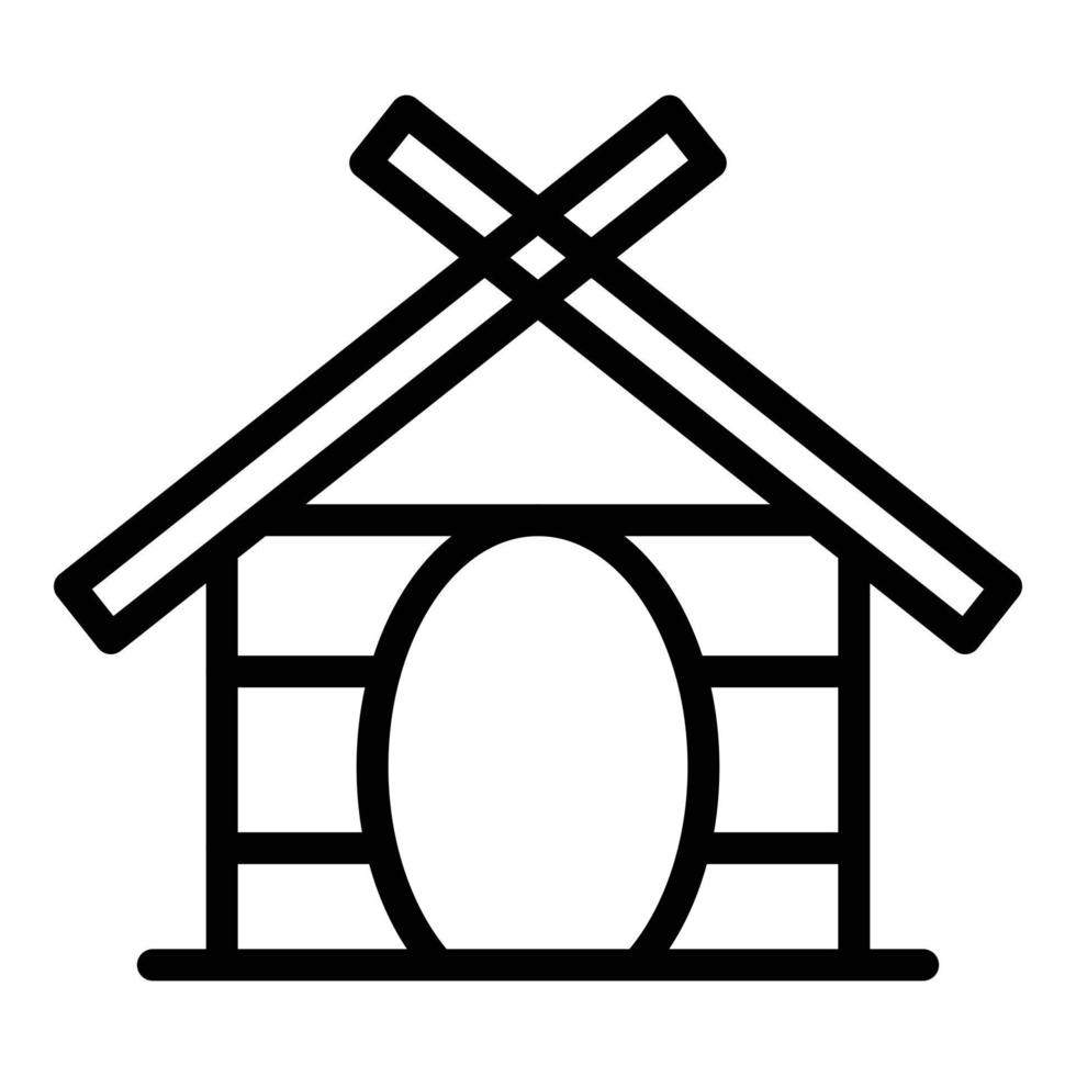 Dach Hundehütte Symbol Umriss Vektor. Haustierhaus vektor