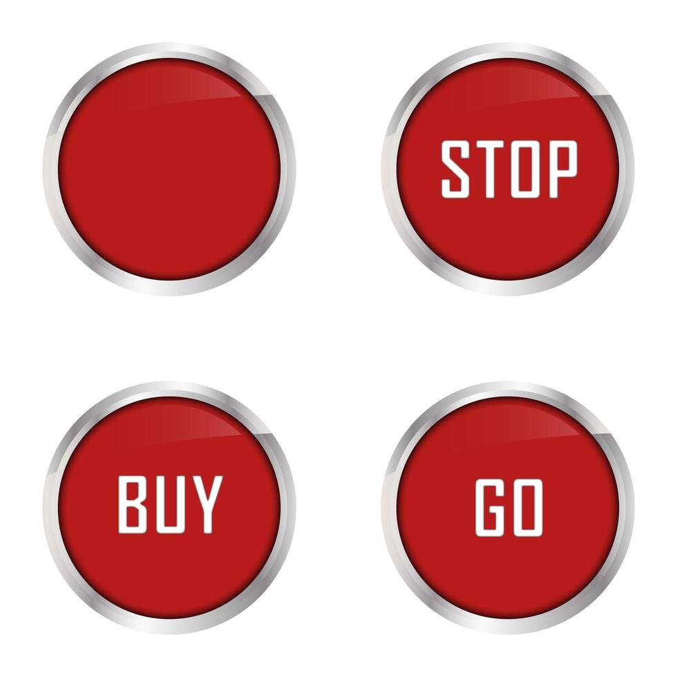 uppsättning med fyra röda knappar vektor