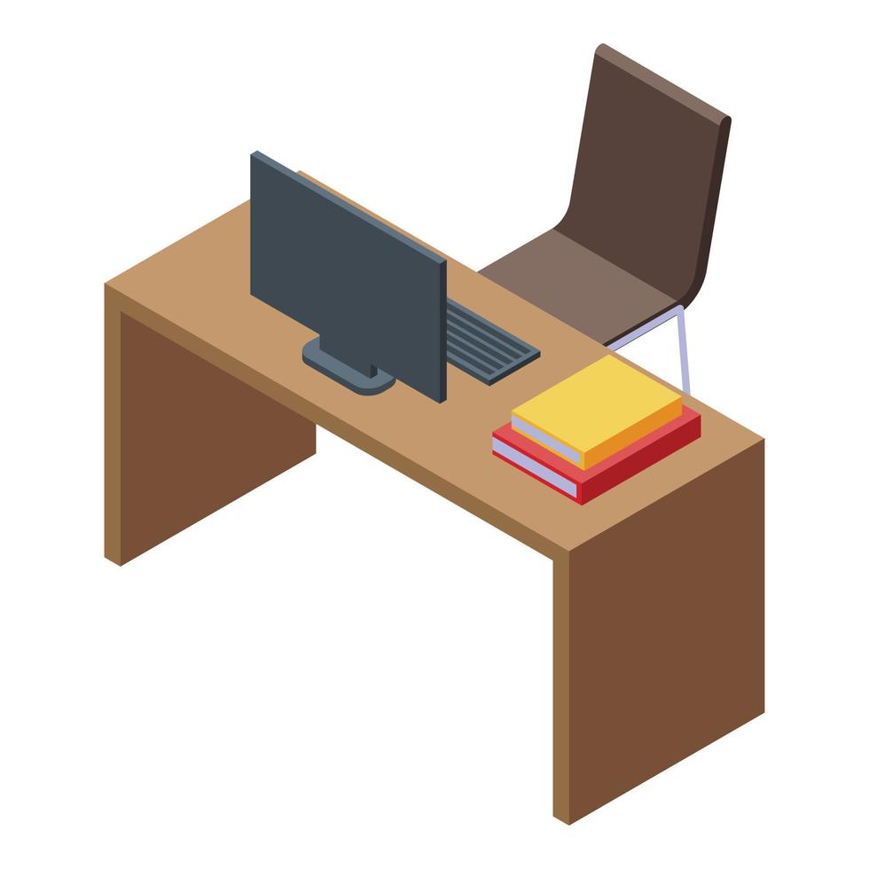bibliotek läsning skrivbordet ikon, isometrisk stil vektor
