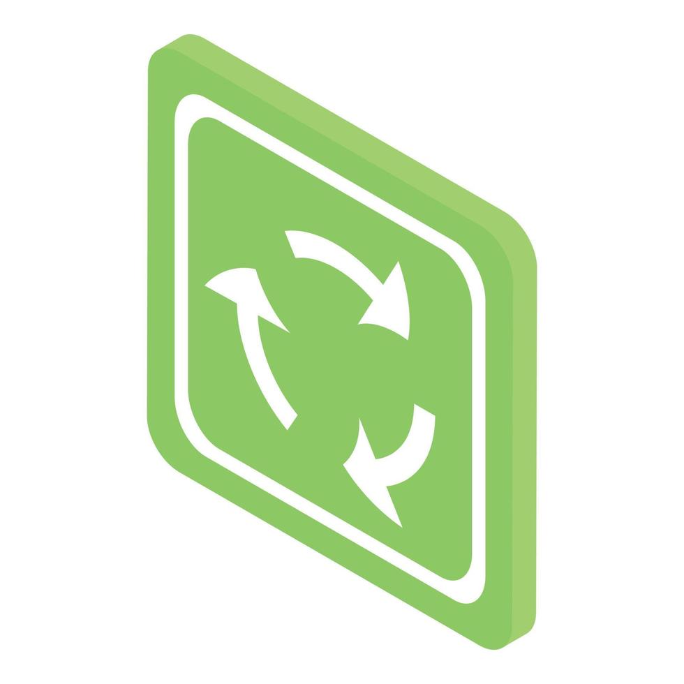 recyceln Sie das grüne Schild-Symbol, isometrischen Stil vektor