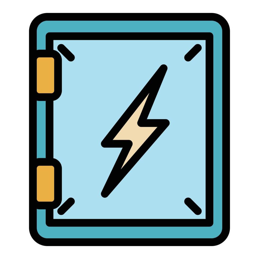 byggare elektrisk låda ikon Färg översikt vektor