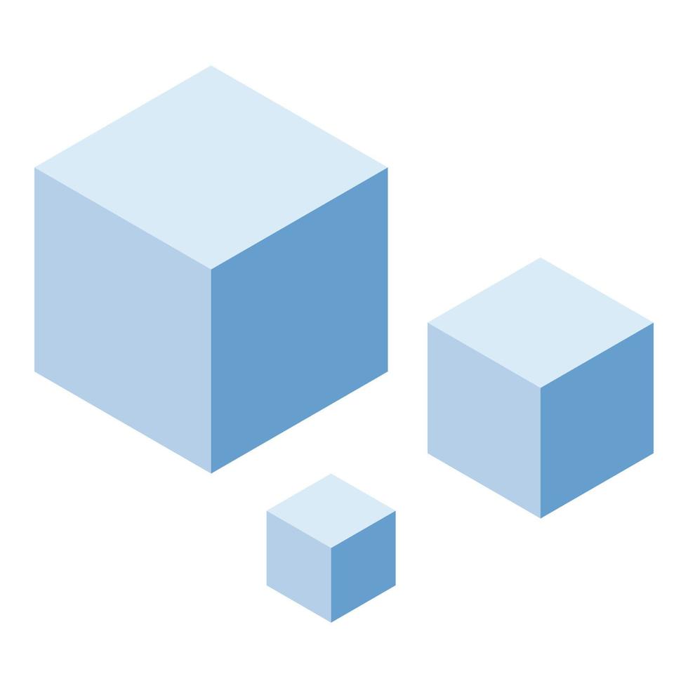 uppsättning blå kuber ikon, isometrisk stil vektor
