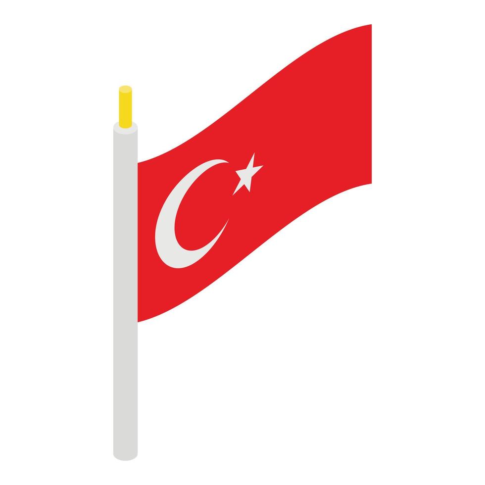 turkiska flagga ikon, isometrisk stil vektor