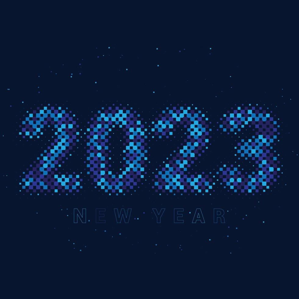 2023 text i prickar, pixlar, vektor konst, Lycklig ny år design
