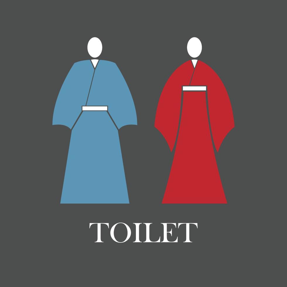 toalett tecken i kimono, vektor kimono ikoner, badrum symboler