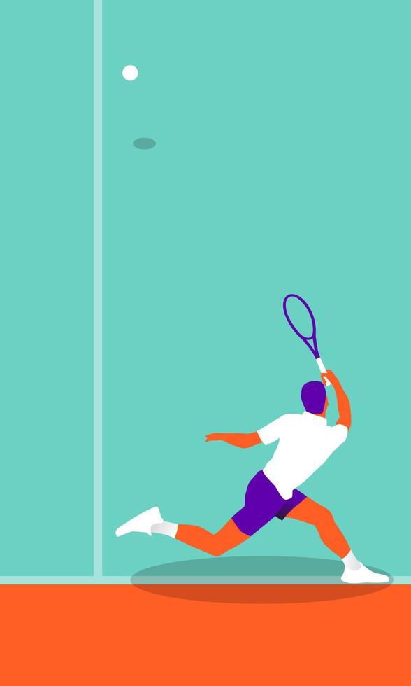 ung man spelar tennis på domstolen vektor