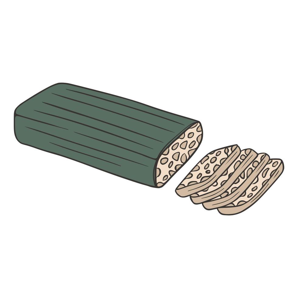 tempe indonesisches essen handgezeichnete gekritzelvektorillustration vektor