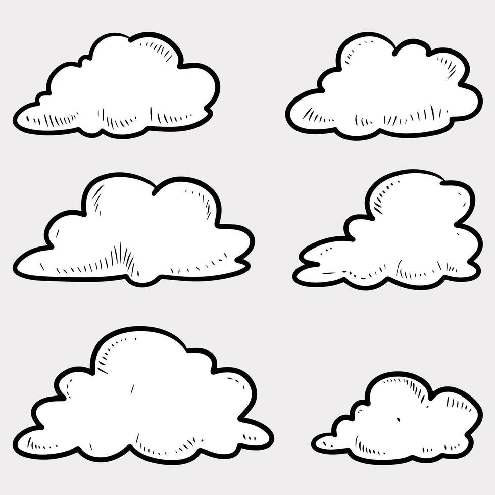 klotter skiss stil av hand dragen moln tecknad serie vektor illustration för begrepp design.