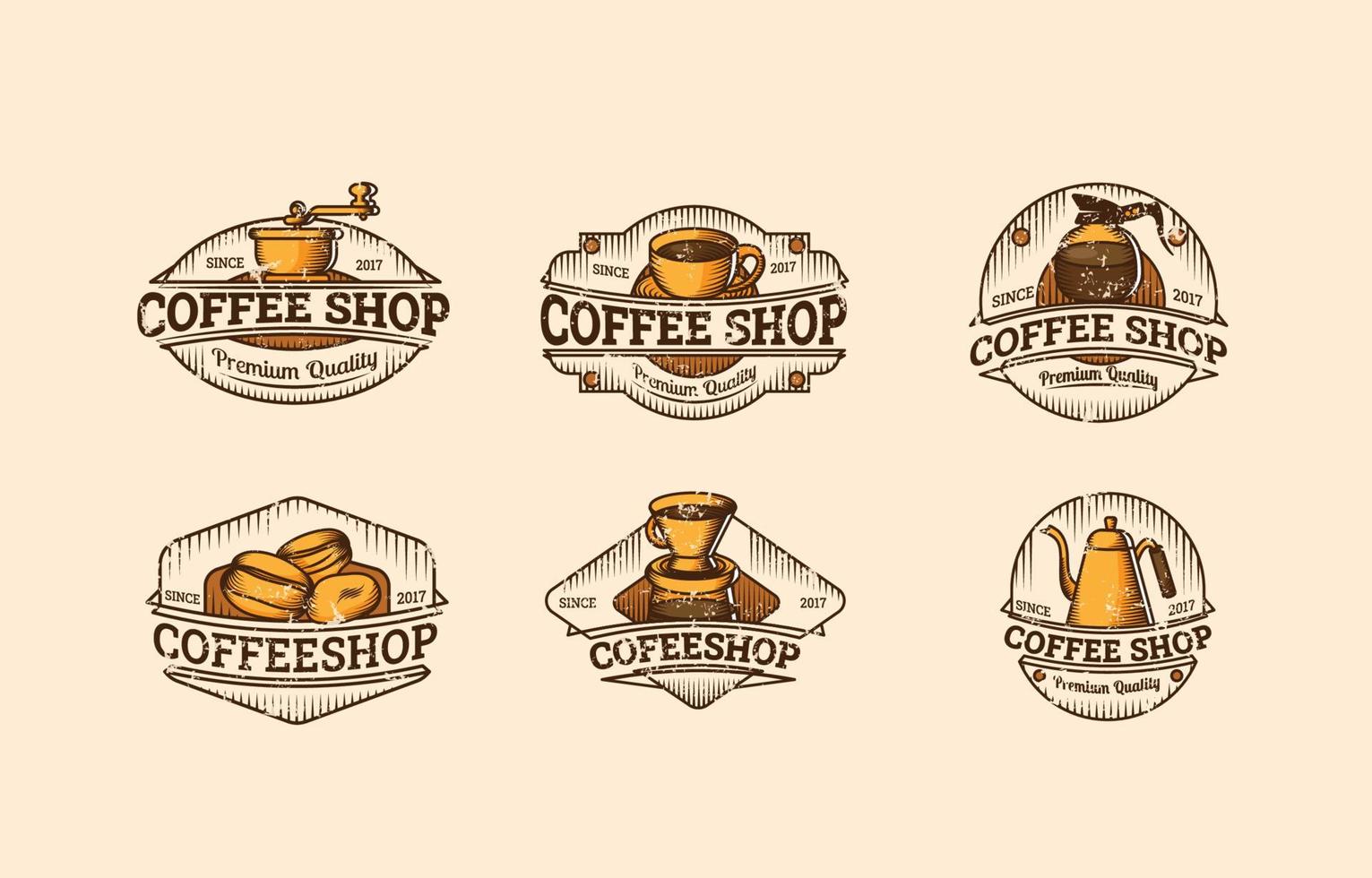 vintage kaffeecafé logo sammlung vektor
