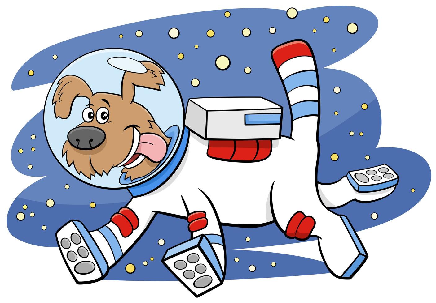 tecknad hund i rymden komiska djur karaktär vektor