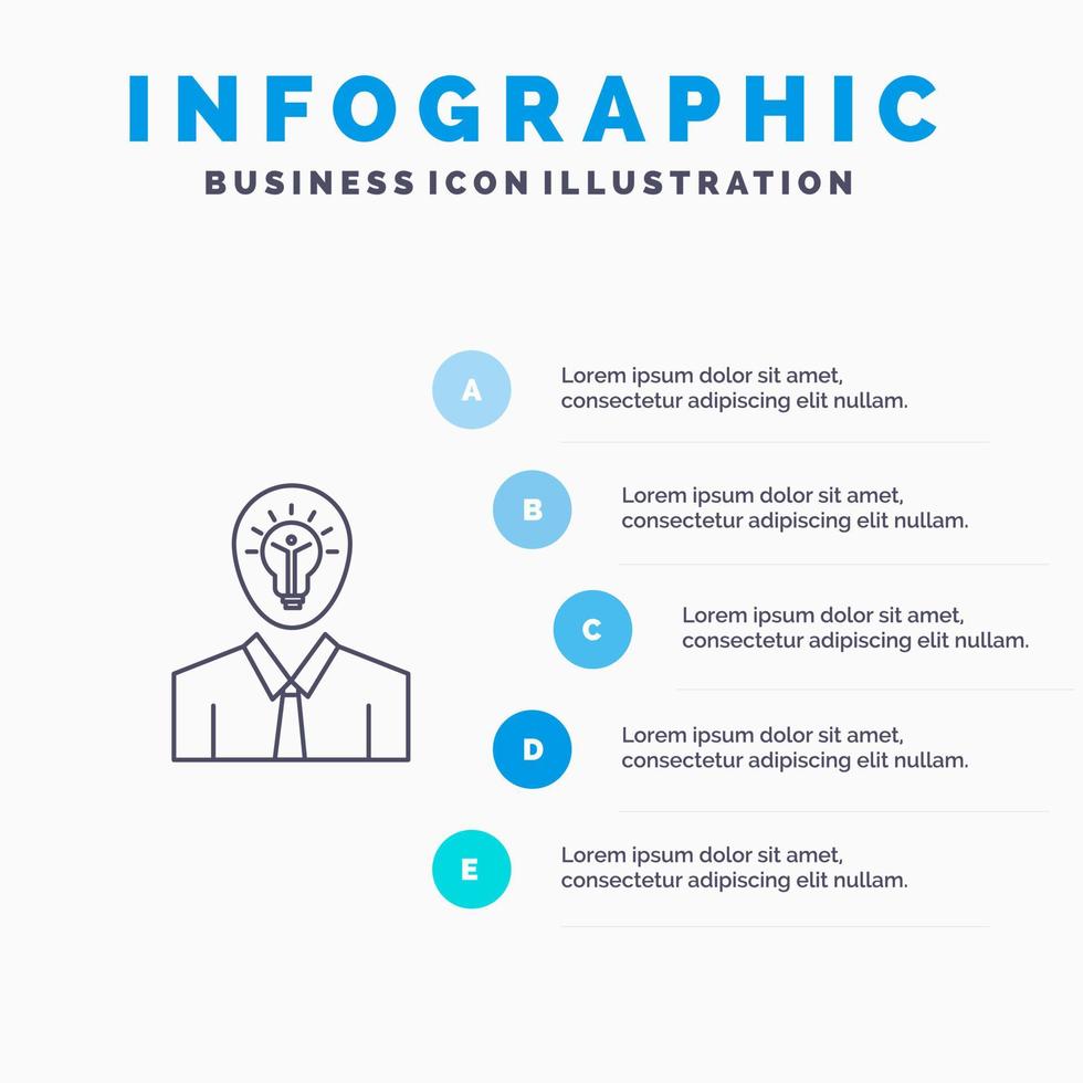 Mann Idee Erfolg leichtes Wachstum Liniensymbol mit 5 Schritten Präsentation Infografiken Hintergrund vektor