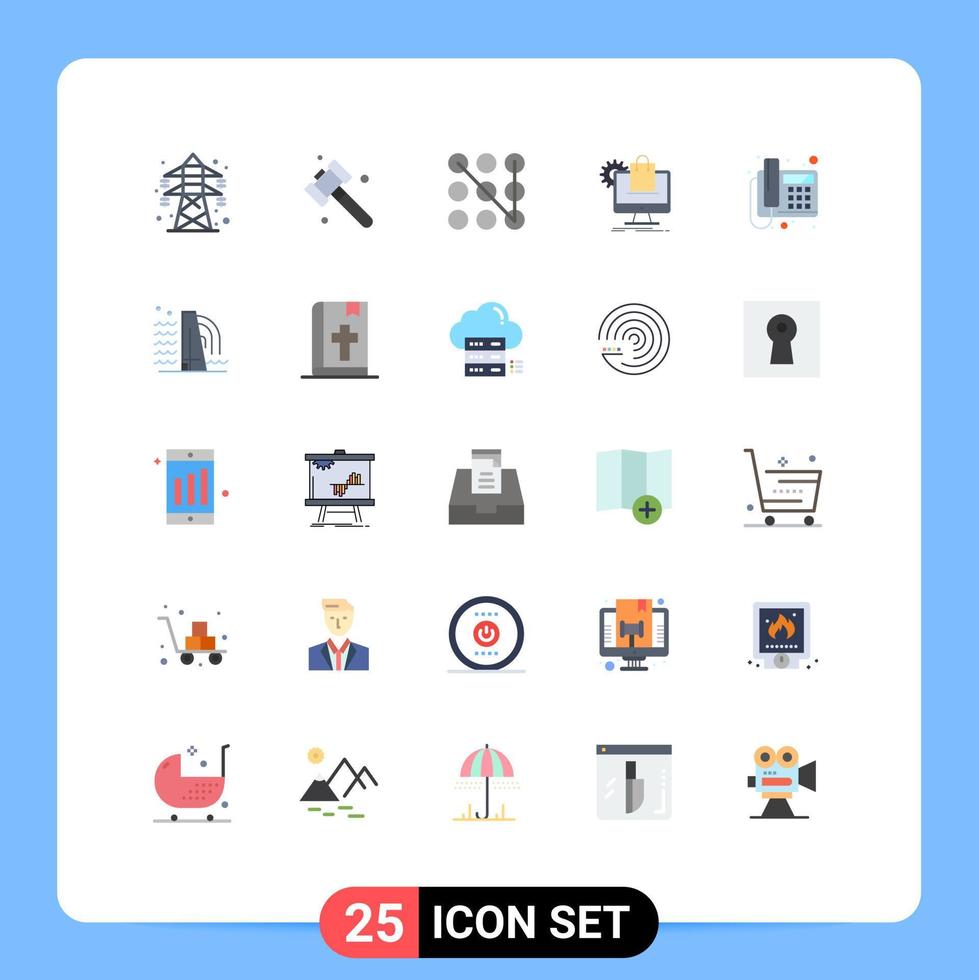 25 universell platt Färg tecken symboler av telefon ring upp mönster vagn e-handel redigerbar vektor design element