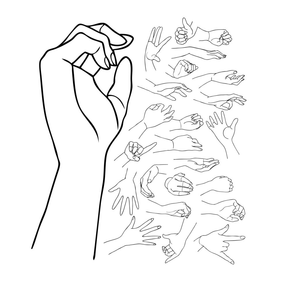 Hände mit verschiedenen Gesten gesetzt vektor