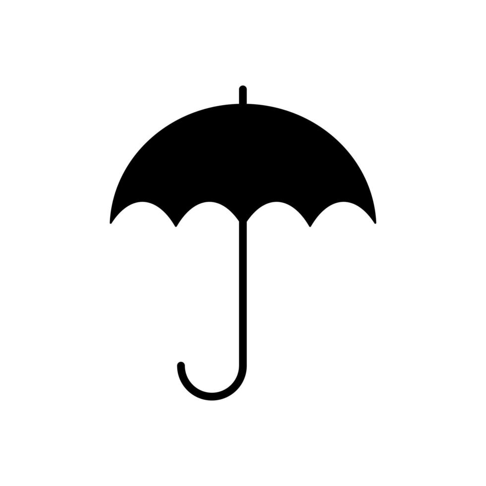 offenes schwarzes Regenschirm-Symbol. Schutz vor Regenwetter und heißer Sonne. web-sicherheits-gadget vor hackern und vektorviren vektor