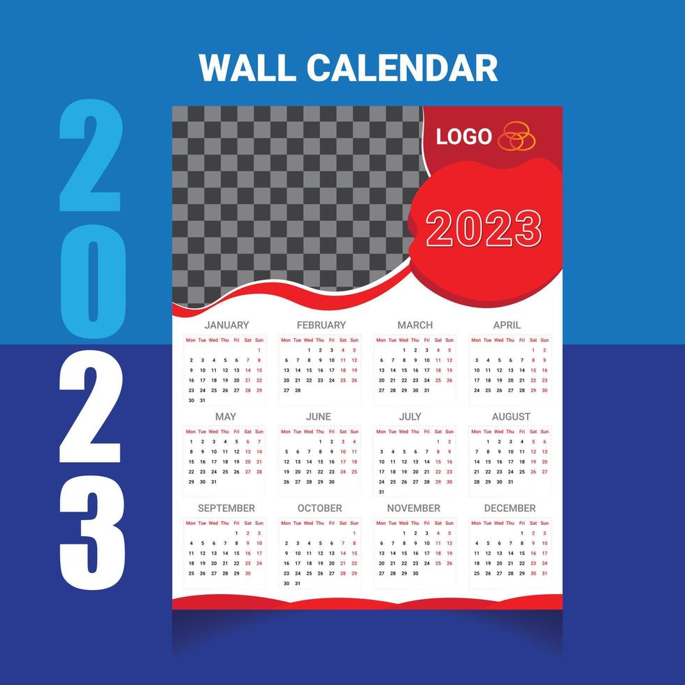unik vägg kalender 2023 design vektor