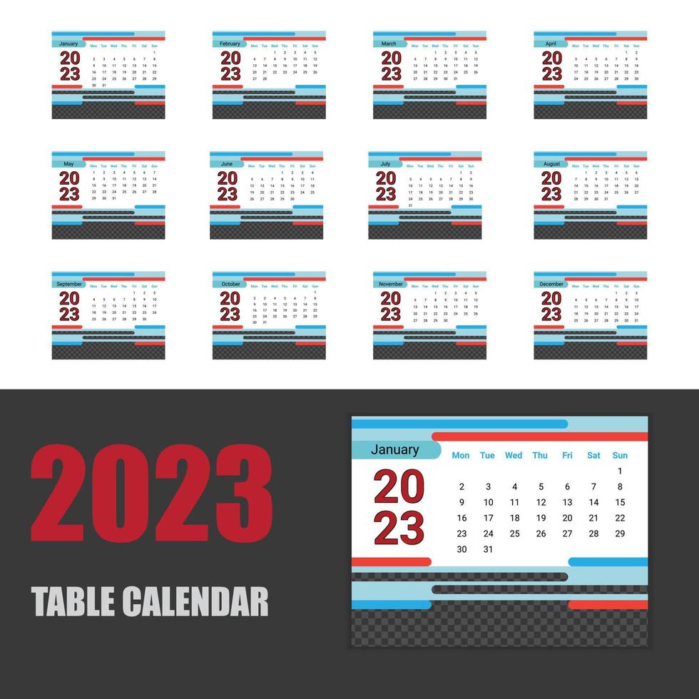 kreativ unik kontor tabell kalender 2023 design vektor