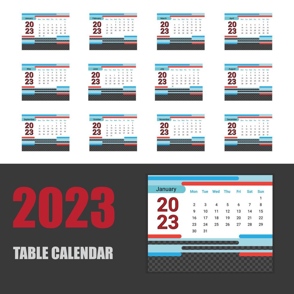 kreatives, einzigartiges Design des Bürotischkalenders 2023 vektor