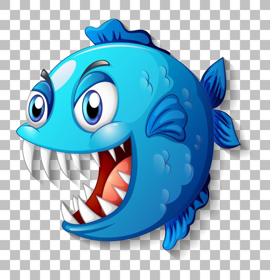 exotischer Fisch mit Zeichentrickfigur der großen Augen auf transparentem Hintergrund vektor