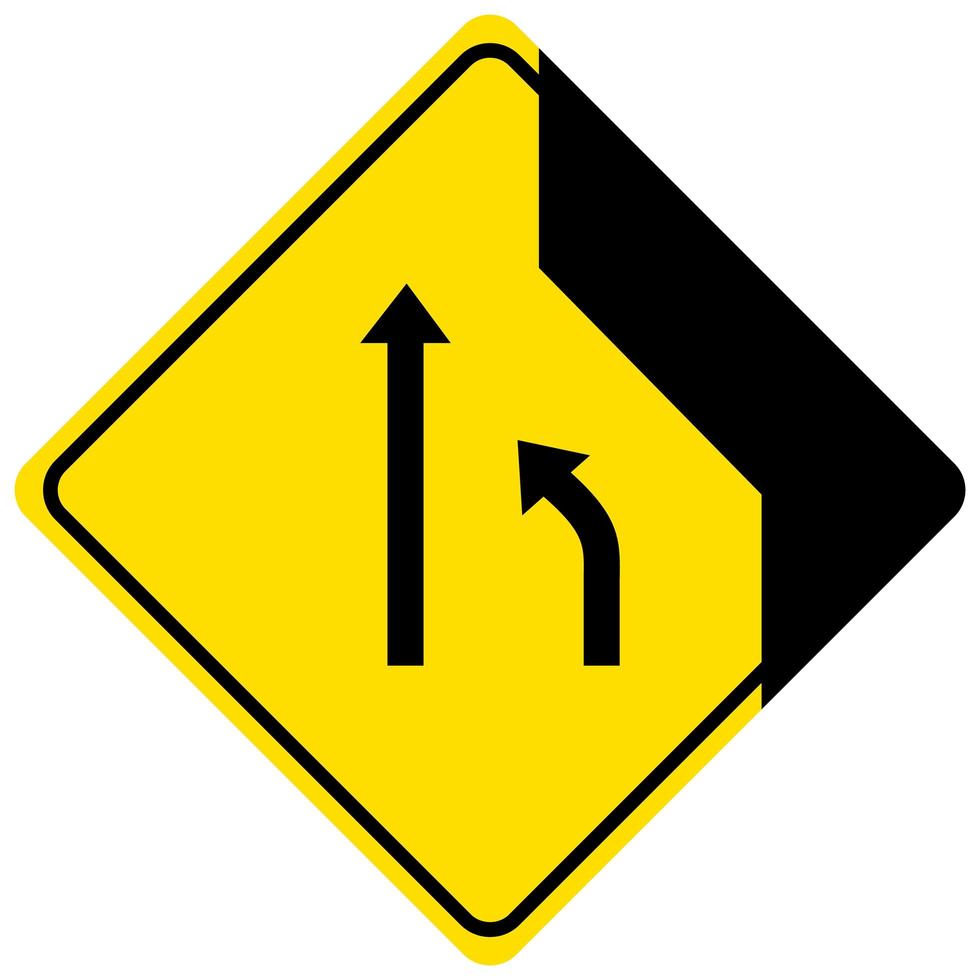 körfält förlust trafik gult tecken på vit bakgrund vektor