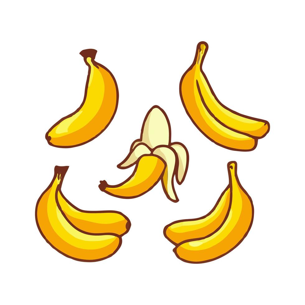 Bananen-flaches Design-Obst-Symbol. Bananen-Icon-Set. Vektor. vektor