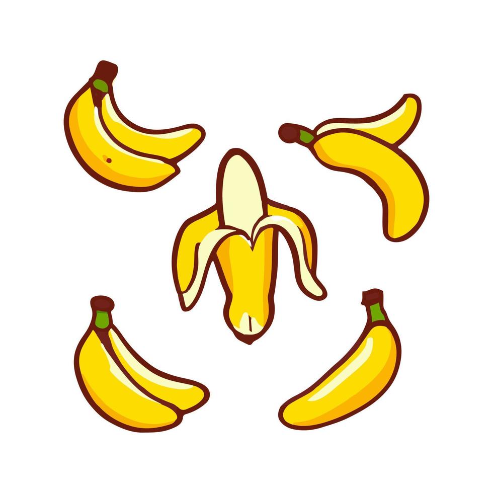 Bananen-flaches Design-Obst-Symbol. Bananen-Icon-Set. Vektor. vektor