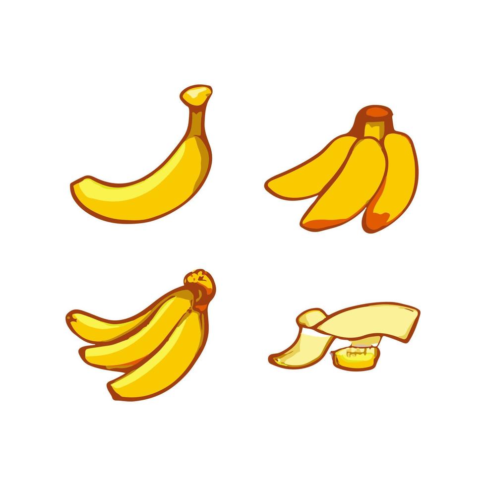 Bananen-flaches Design-Obst-Symbol. Bananen-Icon-Set. Vektor. vektor