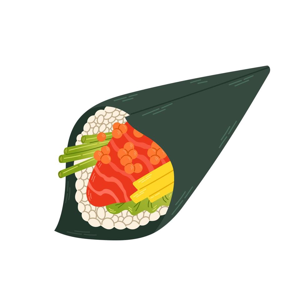 temaki japan asiatisk mat vektor logotyp design packa isolerat på vit bakgrund. vektor illustration