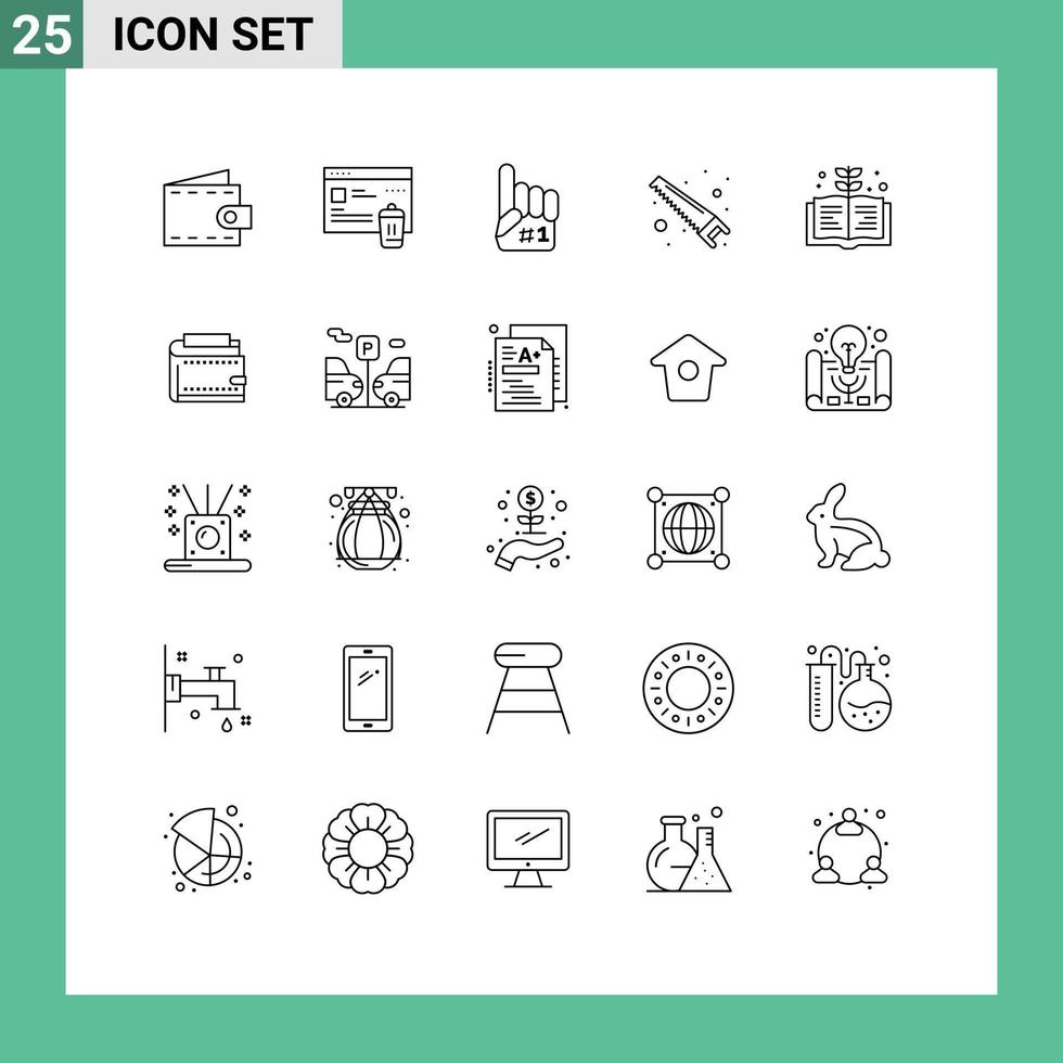 universell ikon symboler grupp av 25 modern rader av utbildning fräs fanatiker verktyg hand redigerbar vektor design element