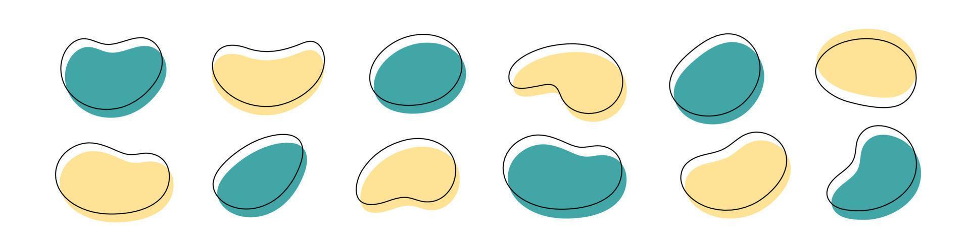 abstrakter dynamischer blob-wellensatz. organischer wellenkreis, kreativer amöbenklecks. flache vektorillustration vektor