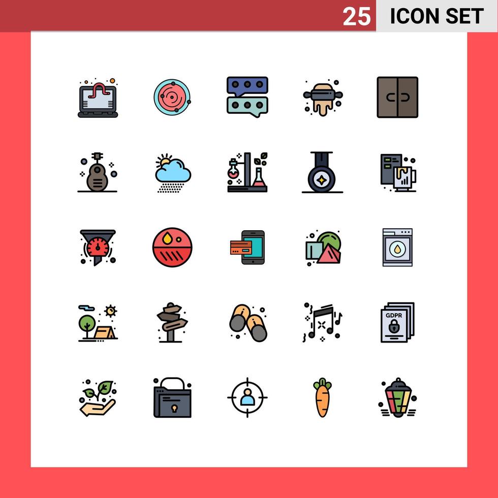 25 fylld linje platt Färg begrepp för webbplatser mobil och appar interiör dekor bubbla garderob stift redigerbar vektor design element