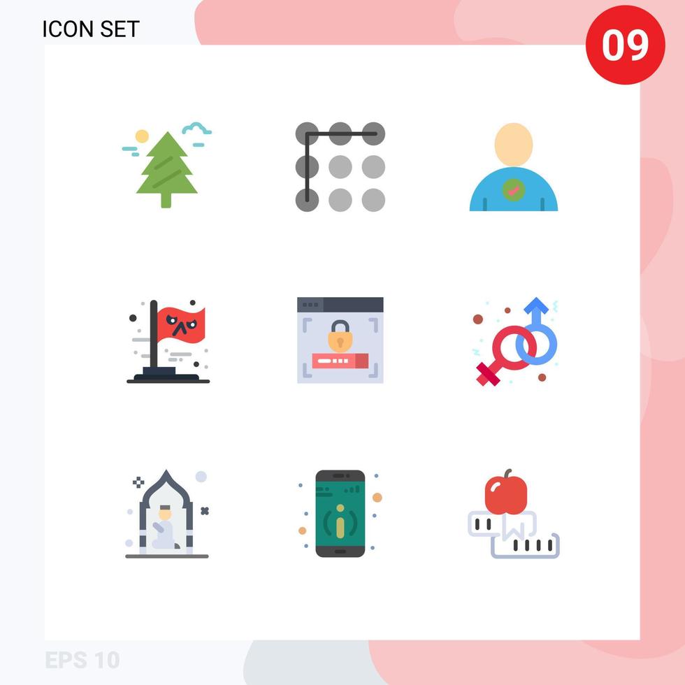 uppsättning av 9 kommersiell platt färger packa för kvinna säkerhet komplett webb design fest redigerbar vektor design element