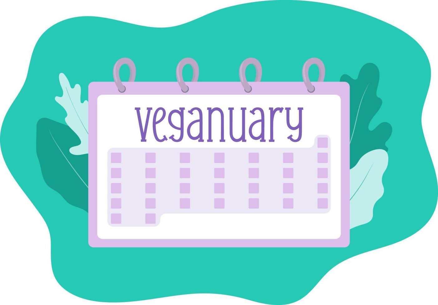 vegan diet månad i januari är kallad veganär. gå vegan. kalender. vektor