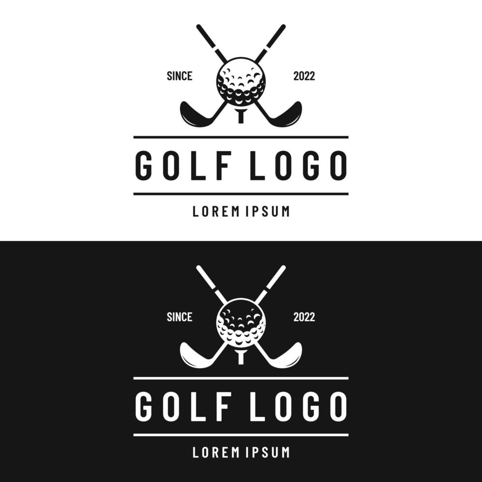 Golfball- und Golfclub-Logo-Design. logo für professionelles golfteam, golfclub, turnier, business, event. vektor