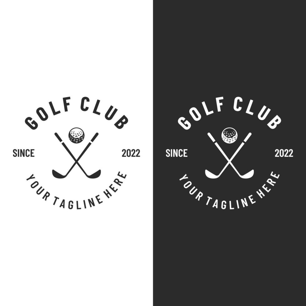 Golfball- und Golfclub-Logo-Design. logo für professionelles golfteam, golfclub, turnier, business, event. vektor