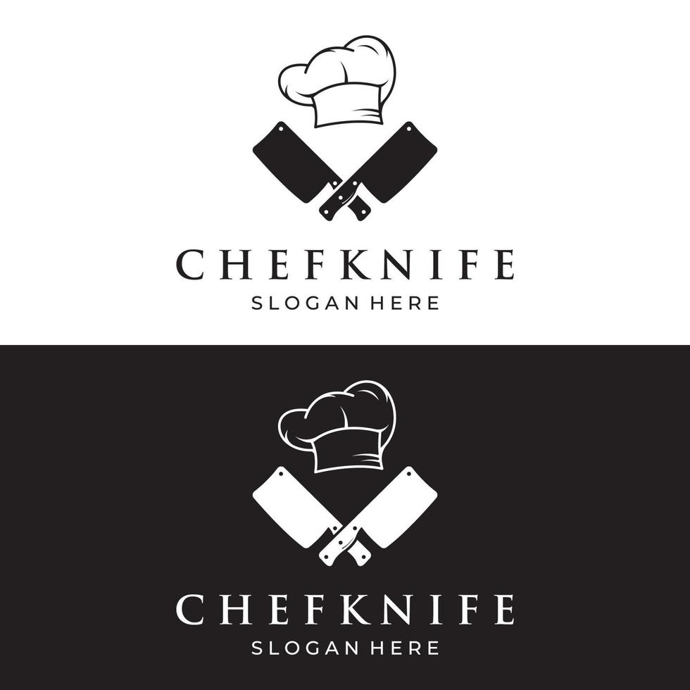 kock kniv logotyp mall design, årgång slaktare kniv.logotyp för företag, märke, restaurang, slaktare butik, café, varumärke och kniv affär. vektor
