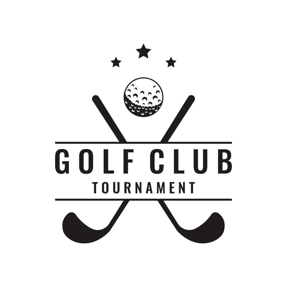 Golfball- und Golfclub-Logo-Design. logo für professionelles golfteam, golfclub, turnier, business, event. vektor