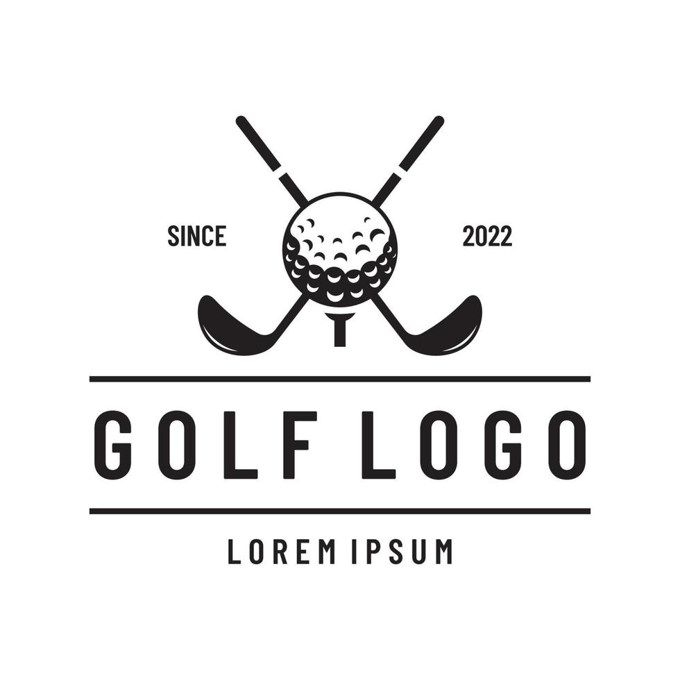 Golfball- und Golfclub-Logo-Design. logo für professionelles golfteam, golfclub, turnier, business, event. vektor