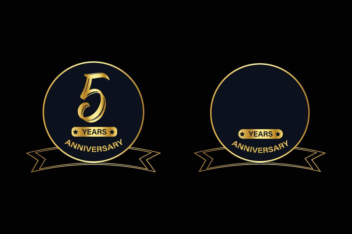 5 Jahre Jubiläum goldenes Zahlenbanddesign. vektor